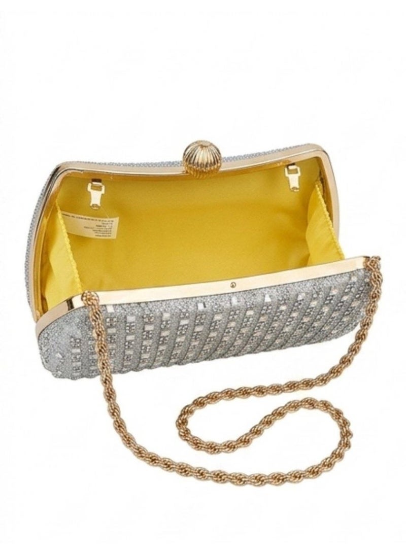 Women's handbag and crossbody bag adorned with sparkling crystal rhinestones and sequins; a perfect handbag for weddings and proms. - Image 3