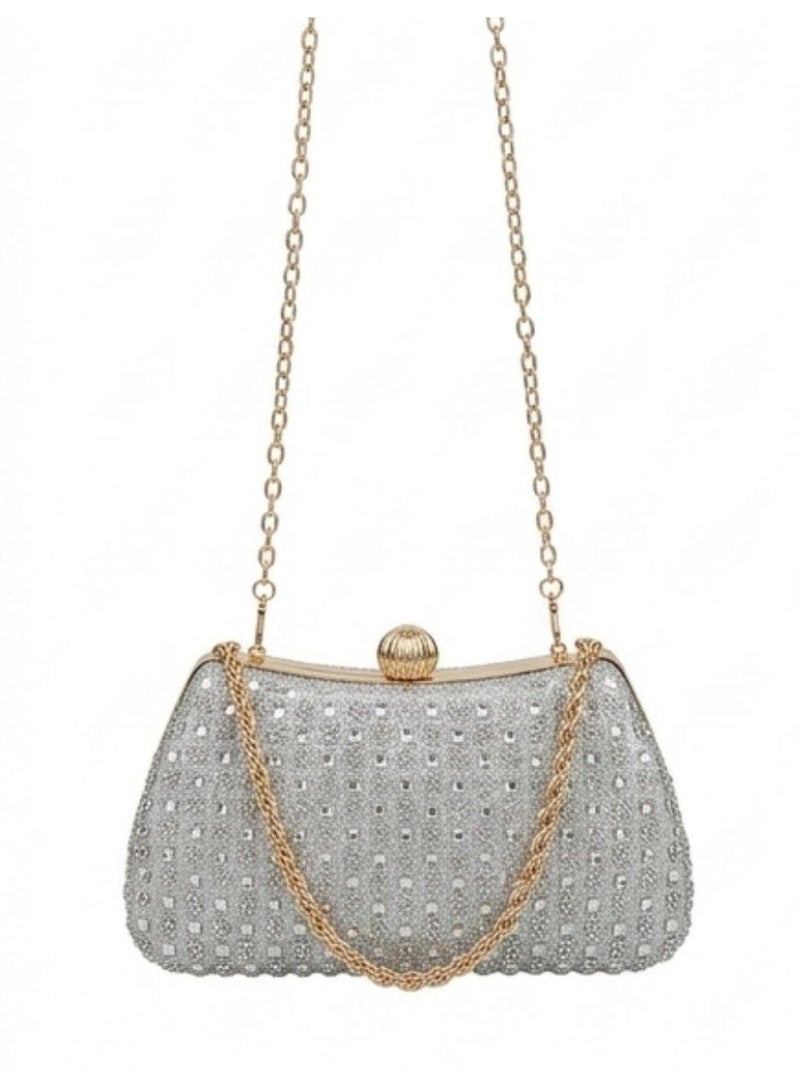 Women's handbag and crossbody bag adorned with sparkling crystal rhinestones and sequins; a perfect handbag for weddings and proms. - Image 2