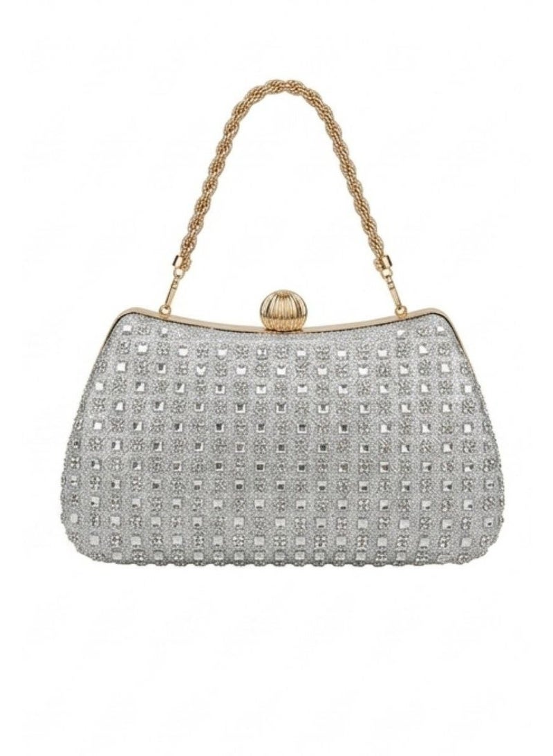 Women's handbag and crossbody bag adorned with sparkling crystal rhinestones and sequins; a perfect handbag for weddings and proms. - Image 1
