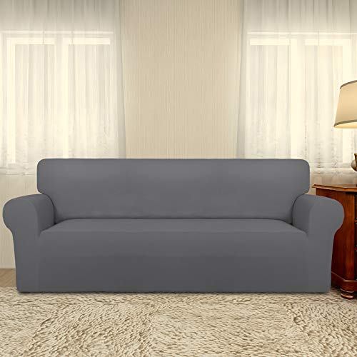 PureFit Super Stretch Sofa Slipcover – Spandex Non Slip Soft Couch Sofa Cover, Washable Furniture Protector with Non Skid Foam and Elastic Bottom for Kids, Pets （Sofa, Gray ） - Image 2