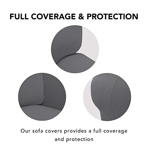 PureFit Super Stretch Sofa Slipcover – Spandex Non Slip Soft Couch Sofa Cover, Washable Furniture Protector with Non Skid Foam and Elastic Bottom for Kids, Pets （Sofa, Gray ） - Image 3