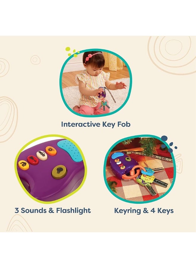 B. toys â€“ Toy Car Keys â€“ Key Fob with Lights & Sounds â€“ Interactive Baby Toy â€“ Pretend Keys for Babies, Toddlers â€“ 10 Months + â€“ FunKeys â€“ Purple - Image 1