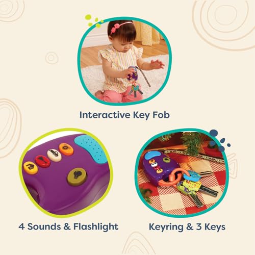 B. Toys B toys Toy Car Keys Key Fob with Lights Sounds Interactive Baby Toy Pretend Keys for Babies Toddlers 10 Months FunKeys Purple - Image 5