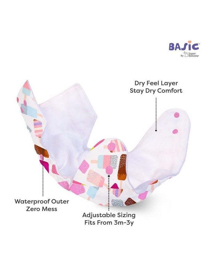 Superbottoms Basic Pack Of 3 Assorted Reusable Cloth Diaper For Babies 03 Years ; Freesize Adjustable Washable And Reusable Cloth Diaper ; Outer Shell Only ; (Without Dry Feel Pad Soaker Insert) ;  - Image 4