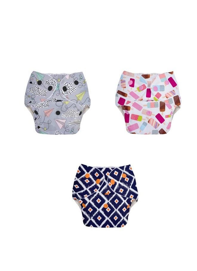 Superbottoms Basic Pack Of 3 Assorted Reusable Cloth Diaper For Babies 03 Years ; Freesize Adjustable Washable And Reusable Cloth Diaper ; Outer Shell Only ; (Without Dry Feel Pad Soaker Insert) ;  - Image 2
