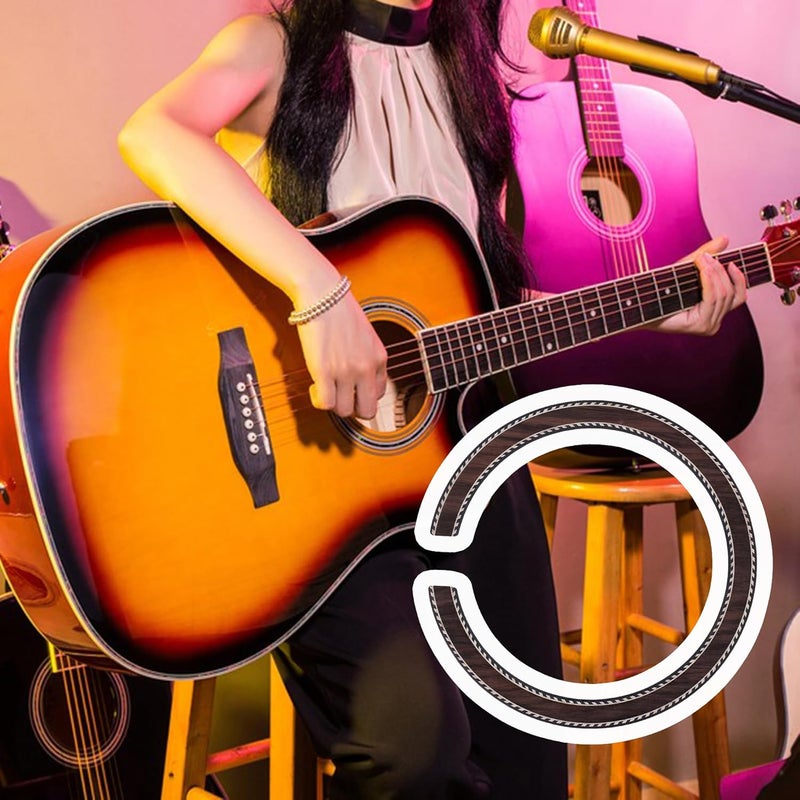 logyues Acoustic Guitar Rosewood Rosette Soundhole Decal Wooden Inlaid Rosette for B-23 Classical Guitar Parts Wood Color - Image 2