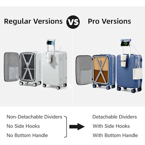 Hanke 20 Inch Top Opening Carry On Luggage, Hard Shell Suitcase with Cup Holder,USB Charging Port, Aluminum Frame with TSA Lock, 8 Spinner Wheels, Dry-Wet Separation Removable Dividers,Caribbean Blue - Image 2