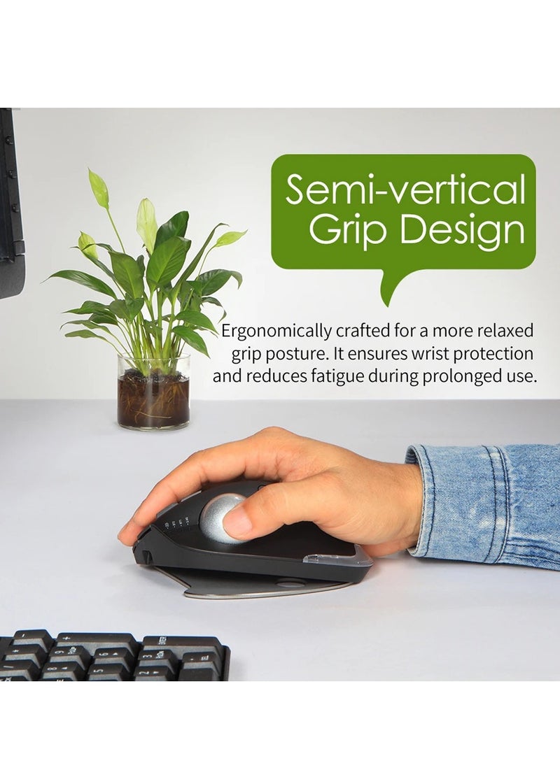 Wireless Bluetooth Trackball Mouse 2.4G RGB Ergonomic Rechargeable Roller Axis Mouse 3 Devices - Image 2