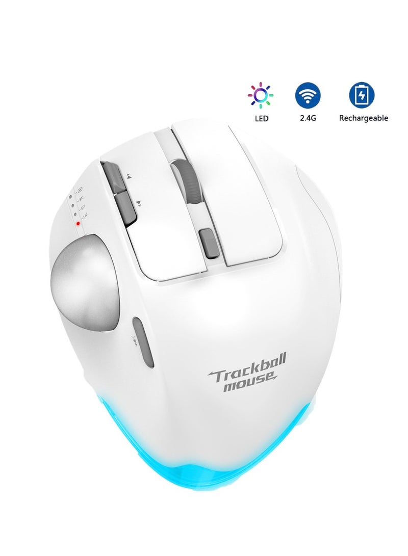 Wireless Bluetooth Trackball Mouse 2.4G RGB Ergonomic Rechargeable Roller Axis Mouse 3 Devices - Image 1