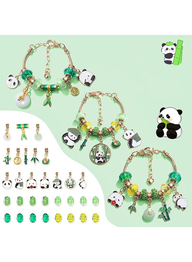 Lemon Cute Panda Beaded Bracelet Necklace Set Creative Diy Handmade Gift Box Set for Children - Image 2