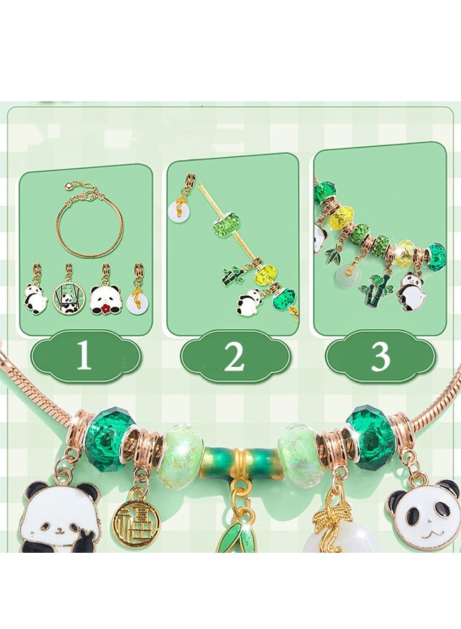 Lemon Cute Panda Beaded Bracelet Necklace Set Creative Diy Handmade Gift Box Set for Children - Image 4