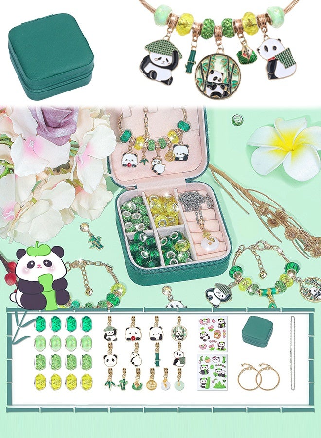 Lemon Cute Panda Beaded Bracelet Necklace Set Creative Diy Handmade Gift Box Set for Children - Image 1