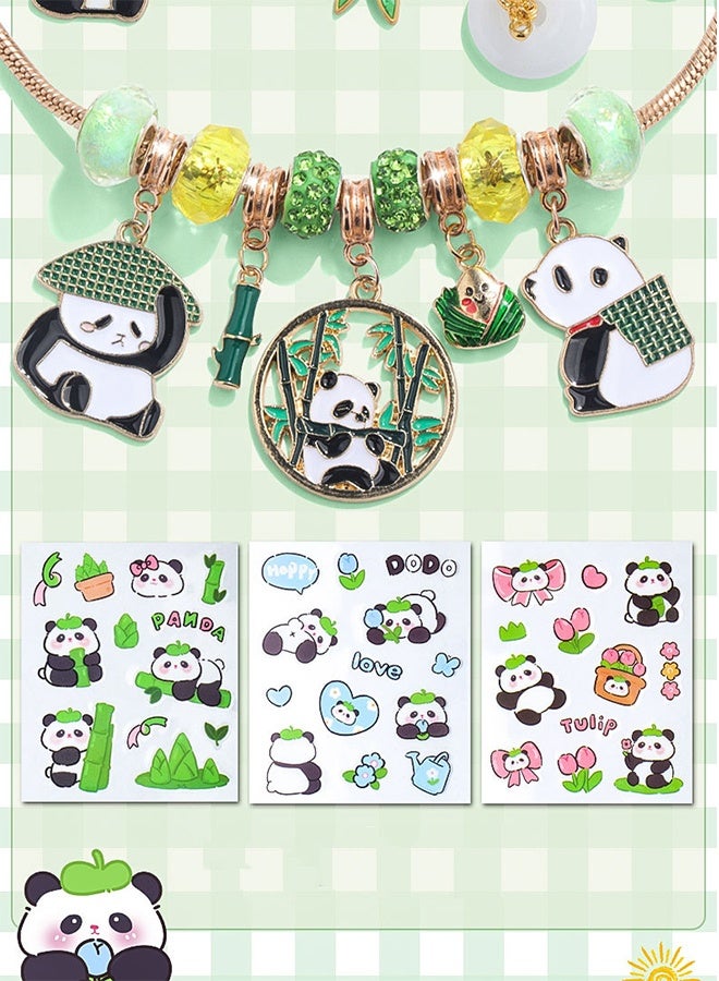 Lemon Cute Panda Beaded Bracelet Necklace Set Creative Diy Handmade Gift Box Set for Children - Image 3