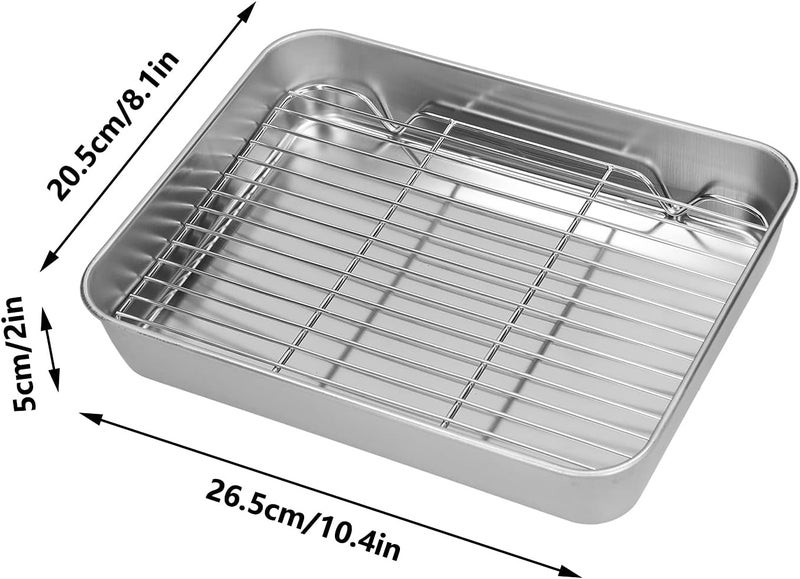 Ejoyous Roasting Pan, Stainless Steel Roasting Pan and Rack Set Rectangular Shaped Turkey Roaster with Rack for Cooking Baking - Image 3