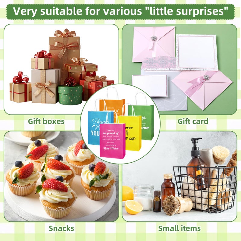 Tarevaniwa 100 Pcs Christmas Employee Appreciation Gift Bags Bulk - Include 50 Paper Bags with Handles (8.3x5.9x3.1 Inch) and 50 Tissue Paper, Gifts for Coworkers, Team, Staff, Offices, Thank You Gift (Colorful) - Image 3