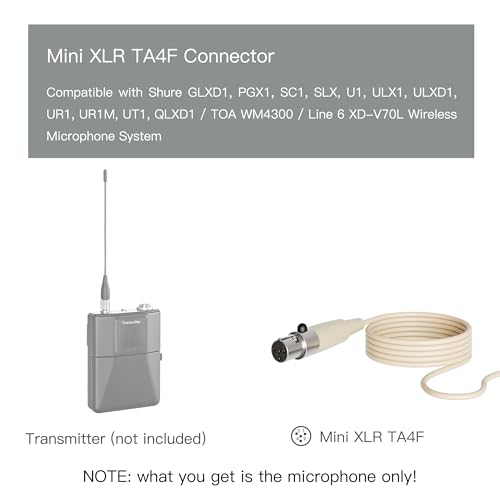 JK J K MIC-J 069 Earhook Headworn Headset Unidirectional Microphone Compatible with Shure Wireless Bodypack Transmitter - Mini XLR TA4F Plug - Image 2