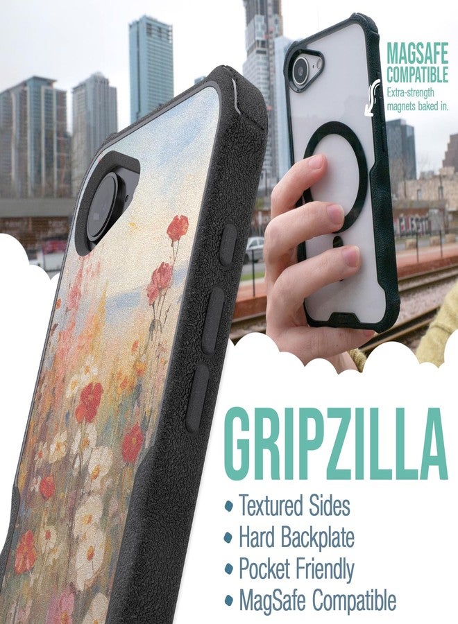 Smartish® iPhone 16e Protective MagSafe Case - Gripzilla [Rugged + Tough] Magnetic Heavy Duty Grip Armored Slim Cover w/Drop Tested Protection for Apple iPhone 16e 2025 - Wildflower Fields - Image 2