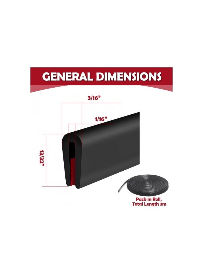 Self-Adhesive U-Shape Rubber Edge Protection Strip – Anti-Collision Seal Trim for Car Doors, Cabinets, Metal Edges, Furniture – Black - Image 2