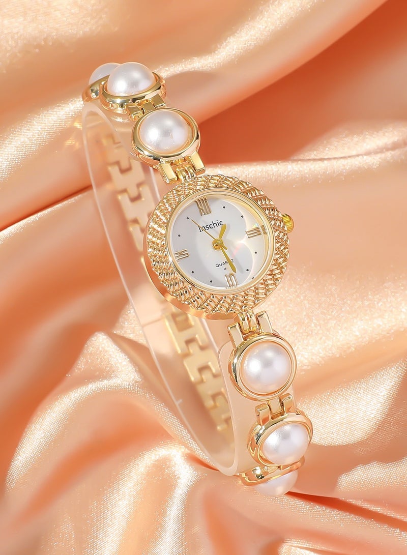 Fashionable pearl color round pearl watch ladiespearl - Image 1