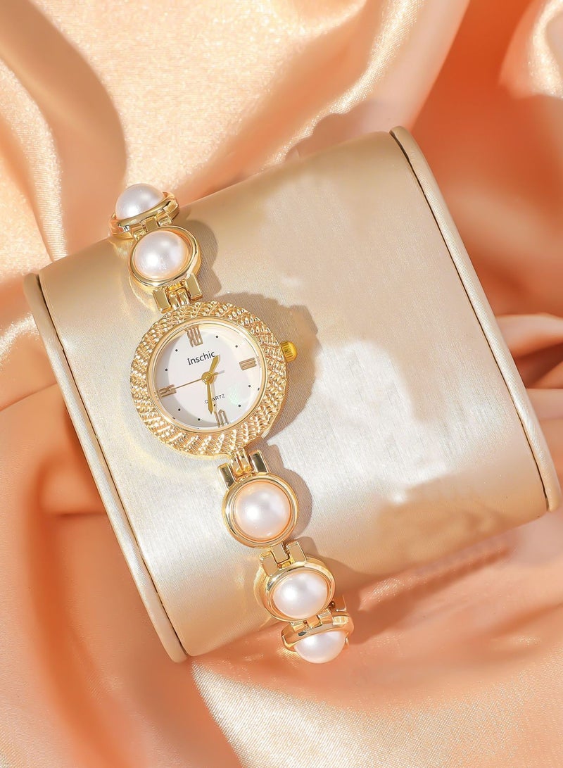 Fashionable pearl color round pearl watch ladiespearl - Image 3