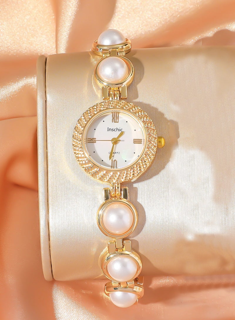 Fashionable pearl color round pearl watch ladiespearl - Image 2