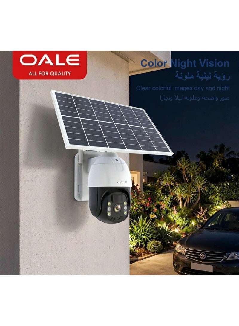 OALE iHome 07 Solar Powered 2K Outdoor Security Camera, 355° Pan Tilt Full View, IP66 Waterproof, Motion Detection Alarm, Night Vision, WiFi, Supports 128GB TF Card | White - Image 5