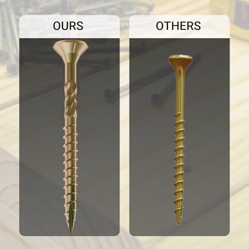 HOLIANSENG Deck Screws 2-1/2 Inch, #10 x 2-1/2, 5lb, 385Pcs Rust Resistant, Brown Epoxy Coated, Outdoor Screws, Torx/Star Drive, T25 Bit - Image 5