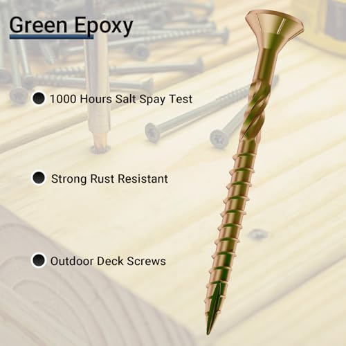 HOLIANSENG Deck Screws 2-1/2 Inch, #10 x 2-1/2, 5lb, 385Pcs Rust Resistant, Brown Epoxy Coated, Outdoor Screws, Torx/Star Drive, T25 Bit - Image 3