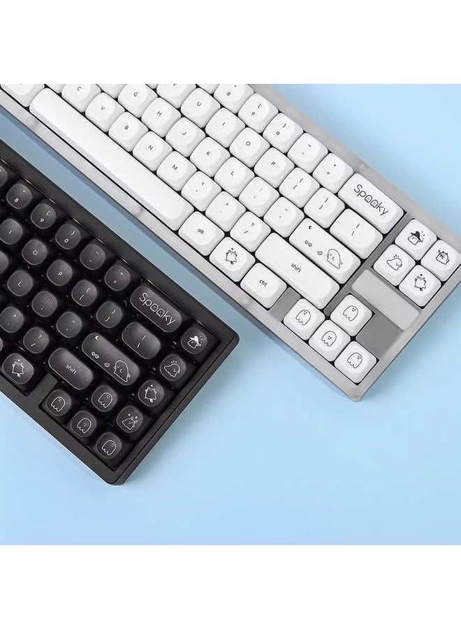 Gliging MOA Profile Keycaps, Black Minimalist Keycaps, 124 Keys Cute Ghost Themed Keycap Set, Custom Dye-Sublimation Key Cap for Cherry MX Switches Mechanical Keyboard - Image 2