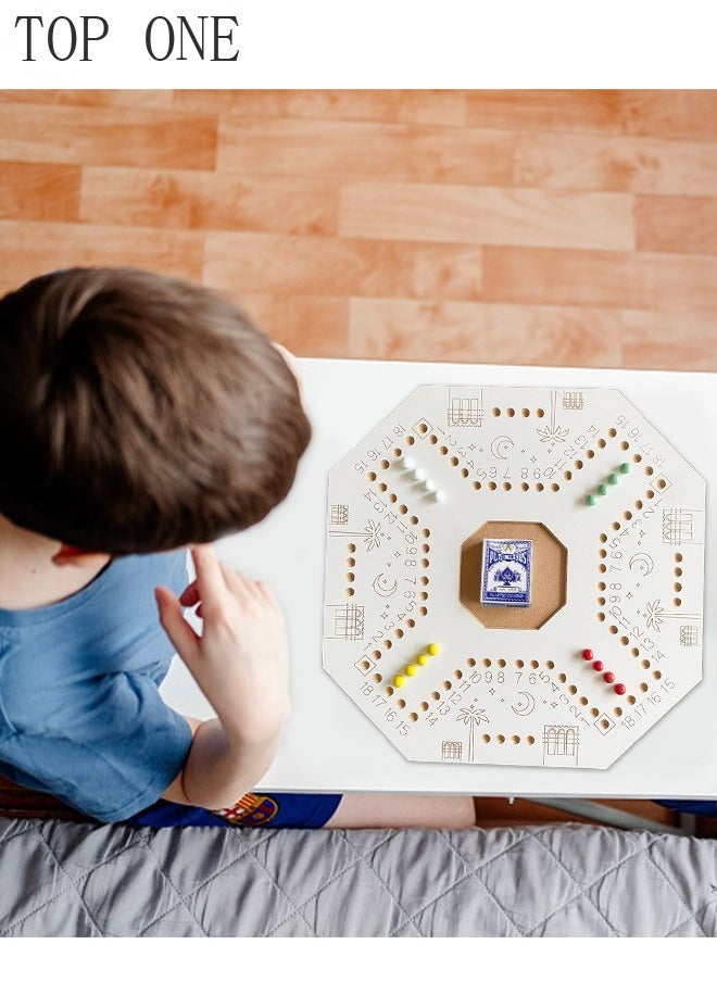 TOP ONE Jackaroo Board Game,Ludo Board Game,Jackaroo Joker Board Game,Double Sided Wooden Board Game for 4 and 6 Players with Carrier Bag,24 Marbles and Cards,40 cm x 40cm Size,Jackaroo Game Family Game Marble Game  - Image 5