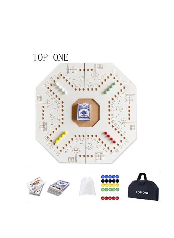 TOP ONE Jackaroo Board Game,Ludo Board Game,Jackaroo Joker Board Game,Double Sided Wooden Board Game for 4 and 6 Players with Carrier Bag,24 Marbles and Cards,40 cm x 40cm Size,Jackaroo Game Family Game Marble Game  - Image 1