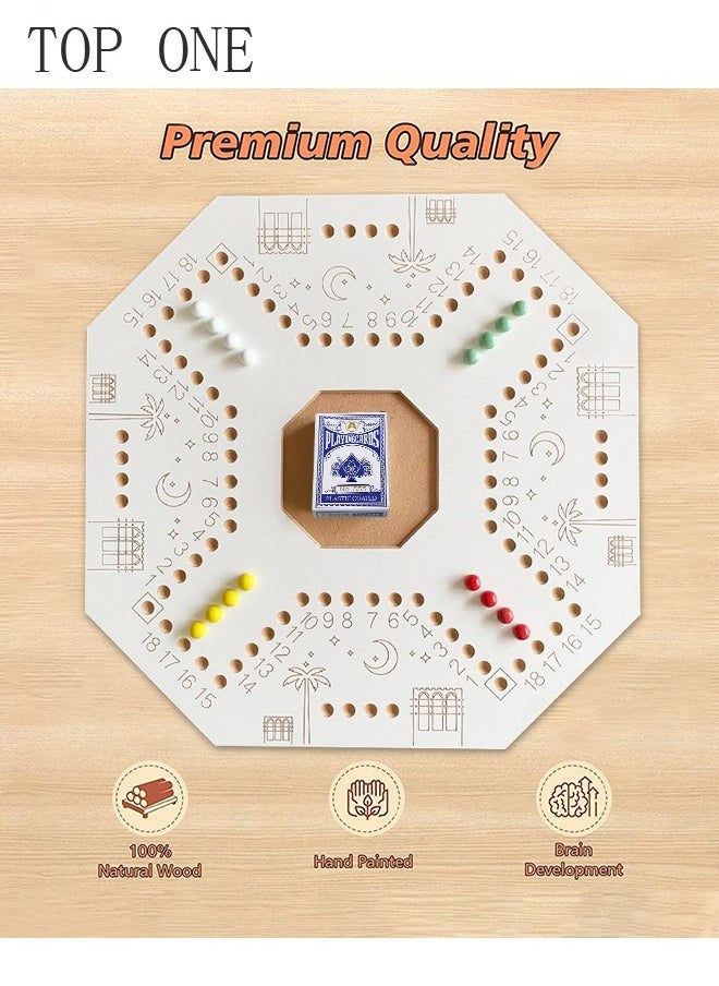 TOP ONE Jackaroo Board Game,Ludo Board Game,Jackaroo Joker Board Game,Double Sided Wooden Board Game for 4 and 6 Players with Carrier Bag,24 Marbles and Cards,40 cm x 40cm Size,Jackaroo Game Family Game Marble Game  - Image 4