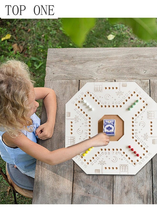 TOP ONE Jackaroo Board Game,Ludo Board Game,Jackaroo Joker Board Game,Double Sided Wooden Board Game for 4 and 6 Players with Carrier Bag,24 Marbles and Cards,40 cm x 40cm Size,Jackaroo Game Family Game Marble Game  - Image 3