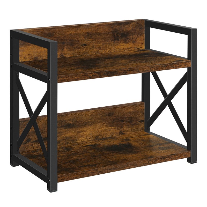 YINMIT Countertop Shelf OrganizerCoffee Bar AccessoriesSpice RackCoffee Counter Shelf2 Tier Coffee Organizer Station for MugsCupsCreamSyrupRustic Brown Small