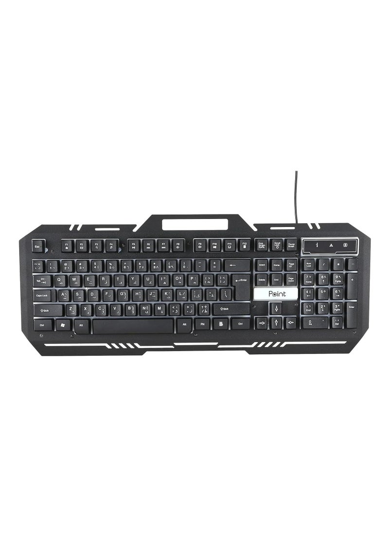 Point Gaming Keyboard, Multimedia Shortcuts, Ultra-Thin, English and Arabic Letters - PT-80  - Image 2
