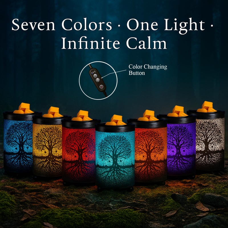 Leyoue Electric Wax Melt Warmer PTC Heating Plate with 7 Colors LED Changing Light Wax Warmer Fragrance Warmer for Home Office Gifts & Decor(Life Tree) - Image 2