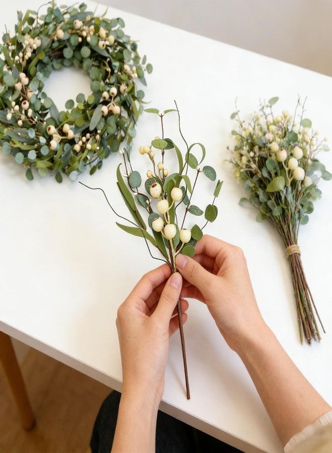 CIR OASES 6 Pcs Spring Stems with Eucalyptus White Berry Artificial Summer Spring Pick for Table Vase DIY Home Table Vase Party Wedding Decorations All Seasons - Image 5
