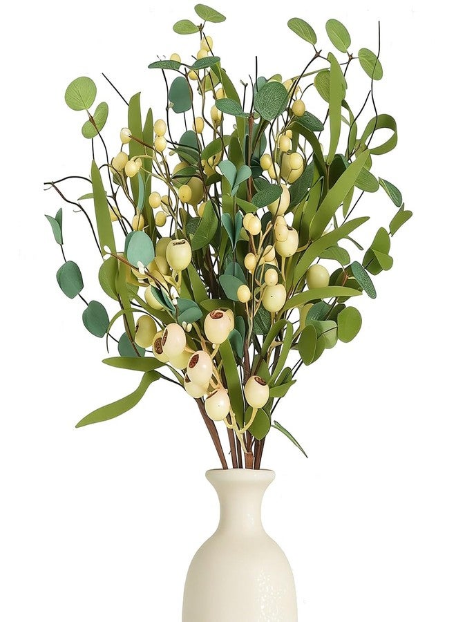 CIR OASES 6 Pcs Spring Stems with Eucalyptus White Berry Artificial Summer Spring Pick for Table Vase DIY Home Table Vase Party Wedding Decorations All Seasons - Image 1