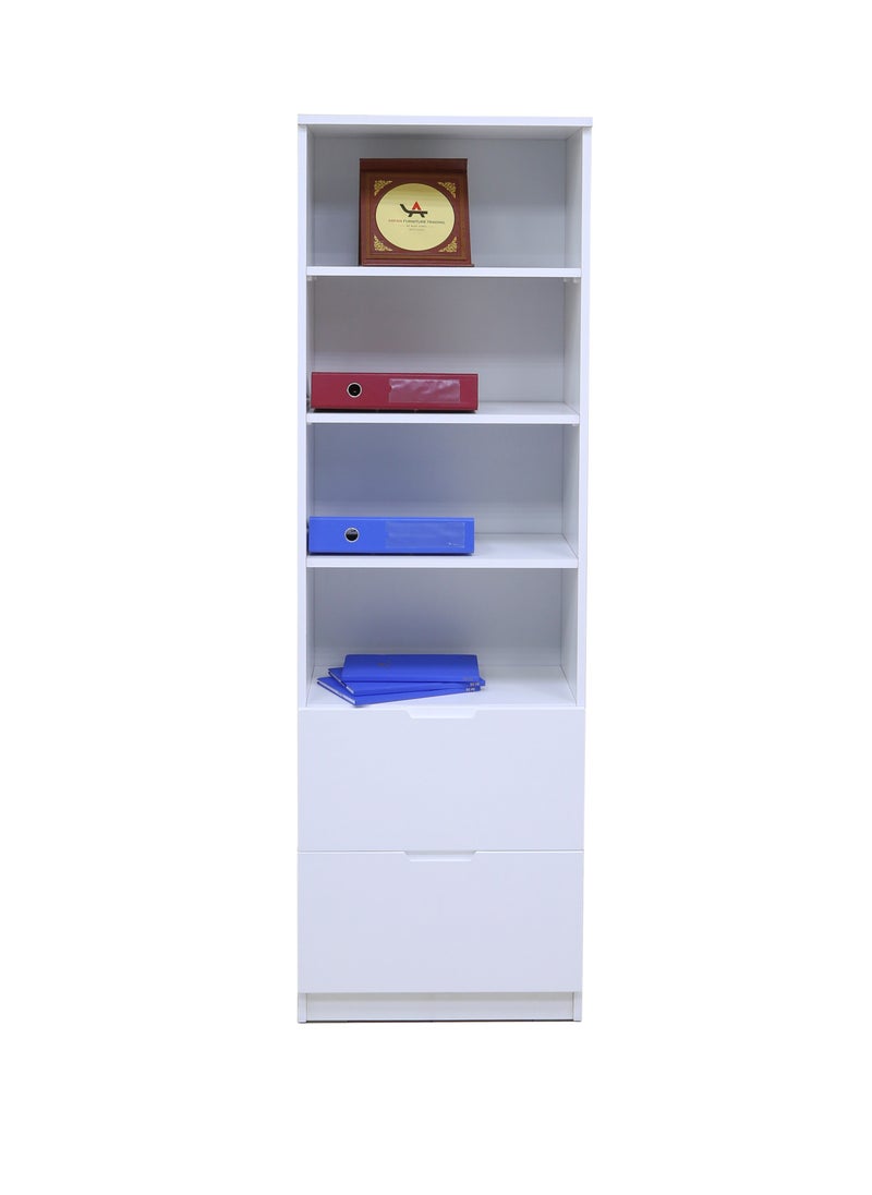 AFT - Sleek 3-Piece Office Furniture Set. Ergonomic Mesh Chair, Spacious Desk with Storage, Tall Bookshelf – Ideal for Productivity and Organized Workspaces. This modern 18mm MDF desk offers a spacious work surface perfect for multitasking, making it ideal for computer setups, writing tasks, or creative projects. White/Gray Tabletop (Arfan) - Image 1