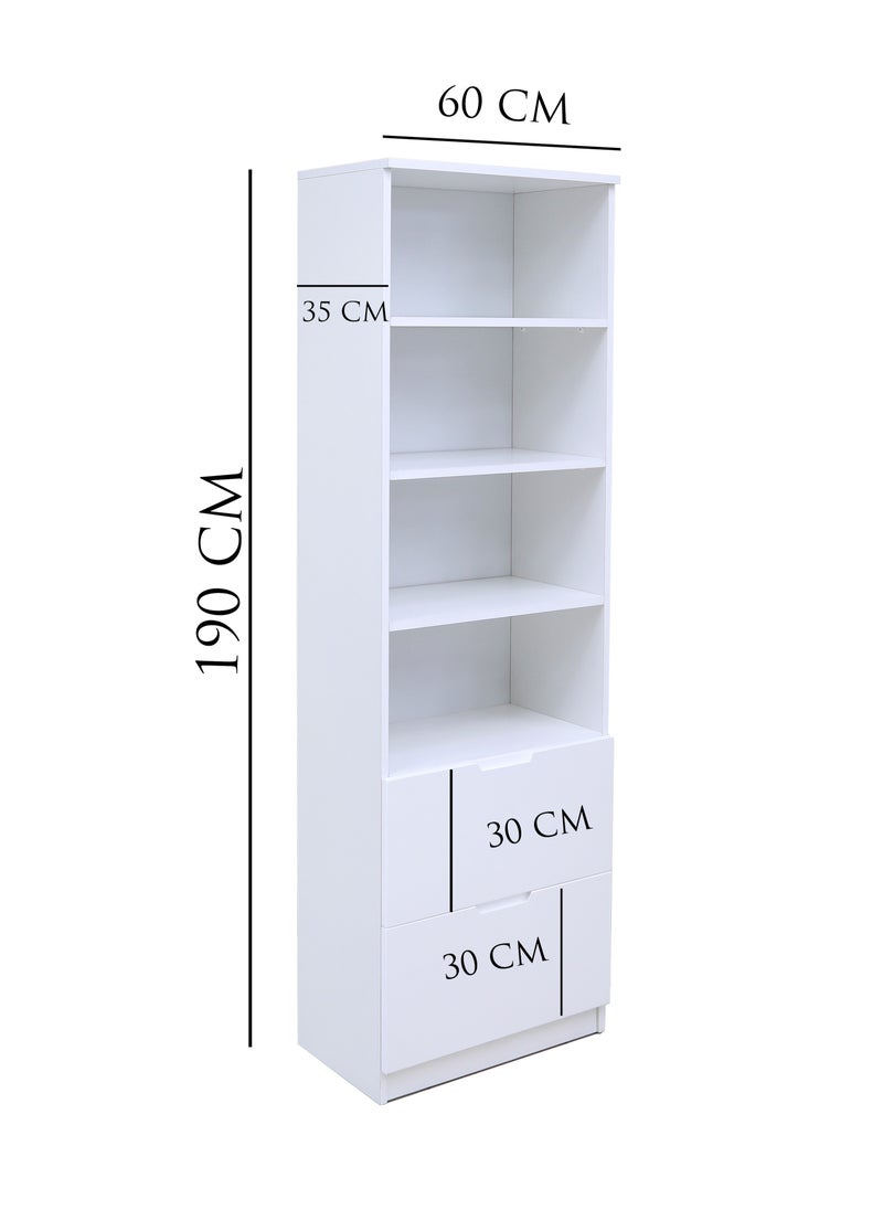AFT - Sleek 3-Piece Office Furniture Set. Ergonomic Mesh Chair, Spacious Desk with Storage, Tall Bookshelf – Ideal for Productivity and Organized Workspaces. This modern 18mm MDF desk offers a spacious work surface perfect for multitasking, making it ideal for computer setups, writing tasks, or creative projects. White/Gray Tabletop (Arfan) - Image 1