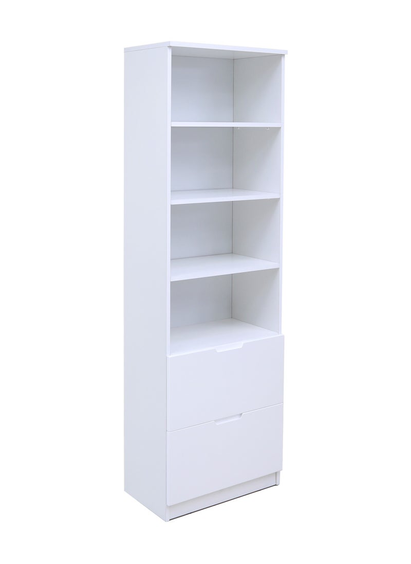AFT - Sleek 3-Piece Office Furniture Set. Ergonomic Mesh Chair, Spacious Desk with Storage, Tall Bookshelf – Ideal for Productivity and Organized Workspaces. This modern 18mm MDF desk offers a spacious work surface perfect for multitasking, making it ideal for computer setups, writing tasks, or creative projects. White/Gray Tabletop (Arfan) - Image 1