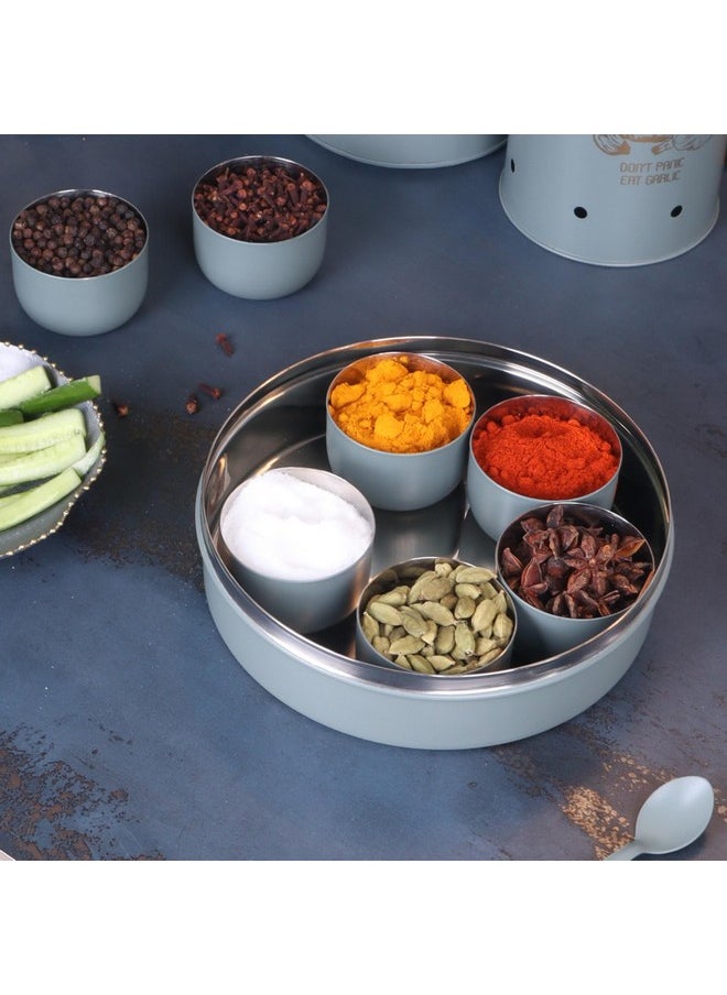 Elan - Elan SPICE BOX, 7 compartments, Stainless Steel (Moss Green) - Image 1