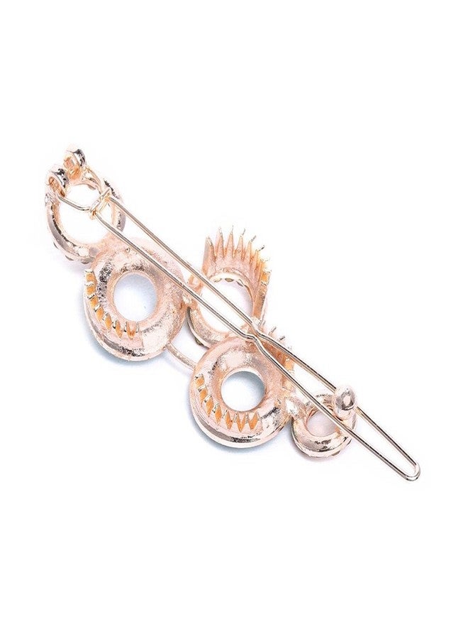 AccessHer Women Gold-Toned Beaded Bumpit Hair Pin, crocodile hairpin, tic tac hair clip for women - Image 3