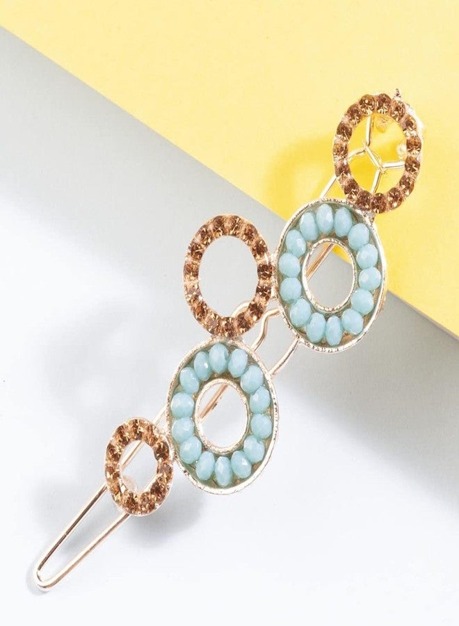 AccessHer Women Gold-Toned Beaded Bumpit Hair Pin, crocodile hairpin, tic tac hair clip for women - Image 1