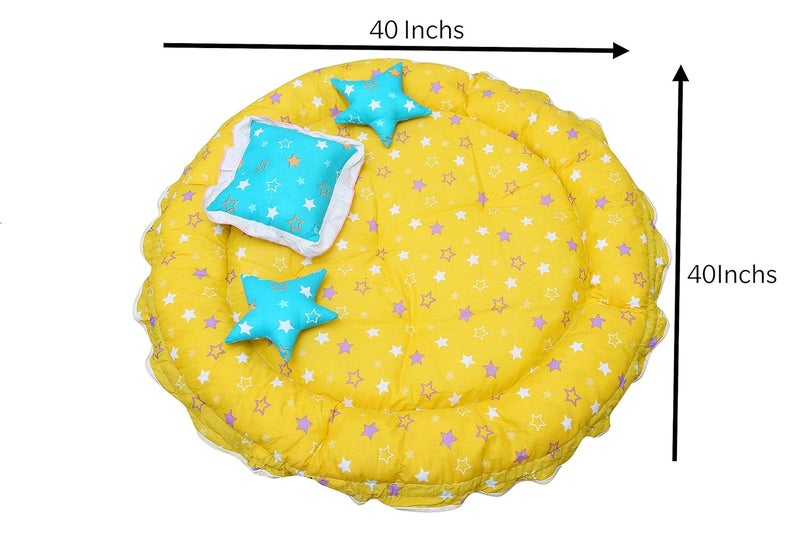 Fareto Baby Super Soft Microfibre Reversible Nest Cum Bed & Reversible Blanket Cum Comforter for 0-1 Years (Star Blue & Aqua Blue, L-58Inchs & B-42Inchs) - Image 3