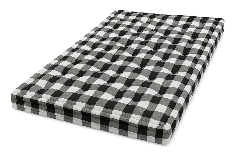 IMSMARTMART Cotton Floor Box Mattress, 5-Inch Thick, Black and White Buffalo Check Pattern, Foldable, Single Size (48X72X5 Inches, Deewan Size Bed Mattress) - Image 1