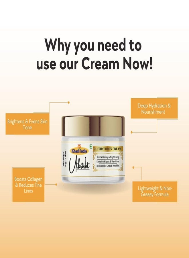 Utkrisht Khadi Glutathione Face Cream 50g | Infused with Shea Buttet & Jojoba Oil | For Fine Lines & Wrinkles | Natural Radiance & Even Out Skin Tone | All Skin Types | For Men & Women - Image 5