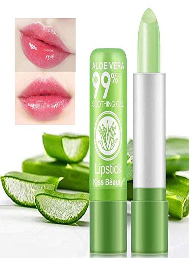 FirstFly 2 Pack Aloe Vera Lipstick, Firstfly Long Lasting Nutritious Lip Balm Lips Moisturizer Magic Temperature Color Change Lip Gloss (Green) - Image 1