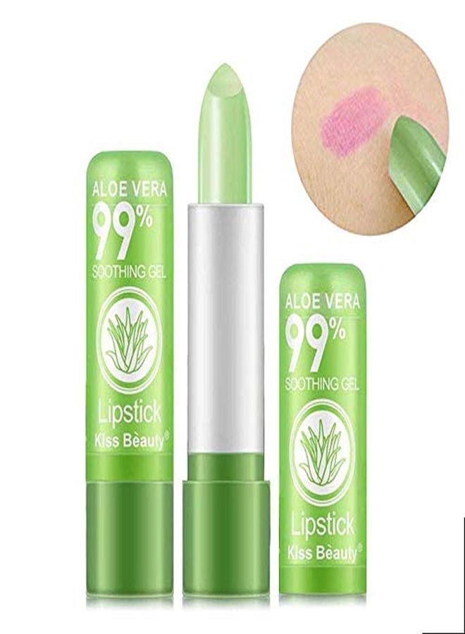 FirstFly 2 Pack Aloe Vera Lipstick, Firstfly Long Lasting Nutritious Lip Balm Lips Moisturizer Magic Temperature Color Change Lip Gloss (Green) - Image 2
