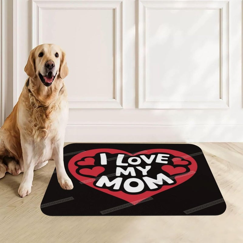 Pet Feeding Mat Happy Mother's Day Floral Gift for Mom Ij Dog Food Mat for Food Water No Stains Quick Dry Dispenser Cat Bowl Mats Messy Drinkers 24x16In - Image 4